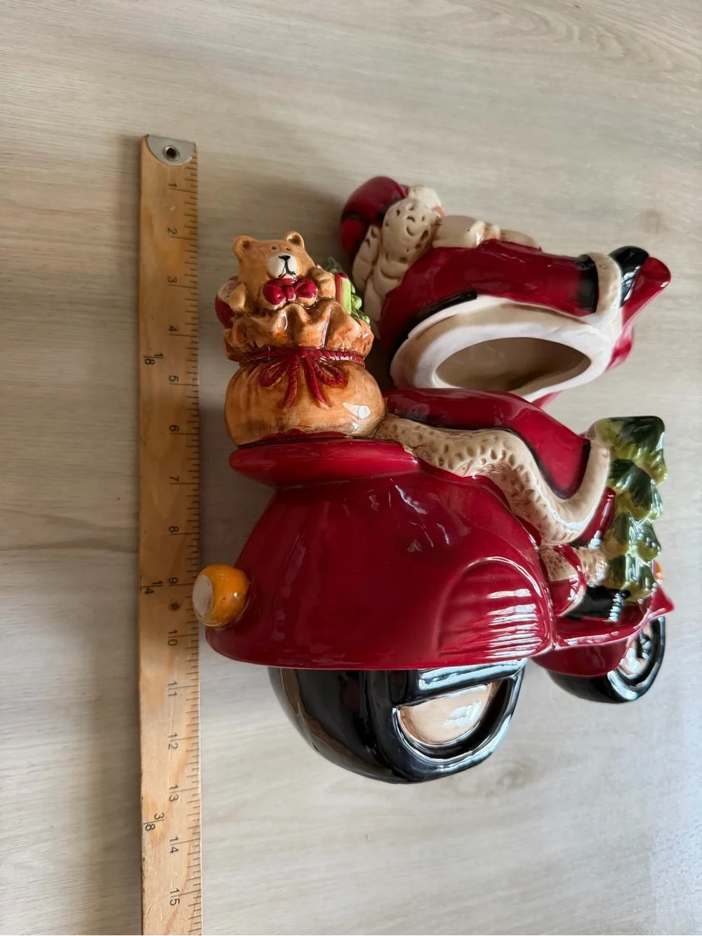 Retro Santa Claus Motorcycle Scooter Cookie Jar Figurine *See Pics